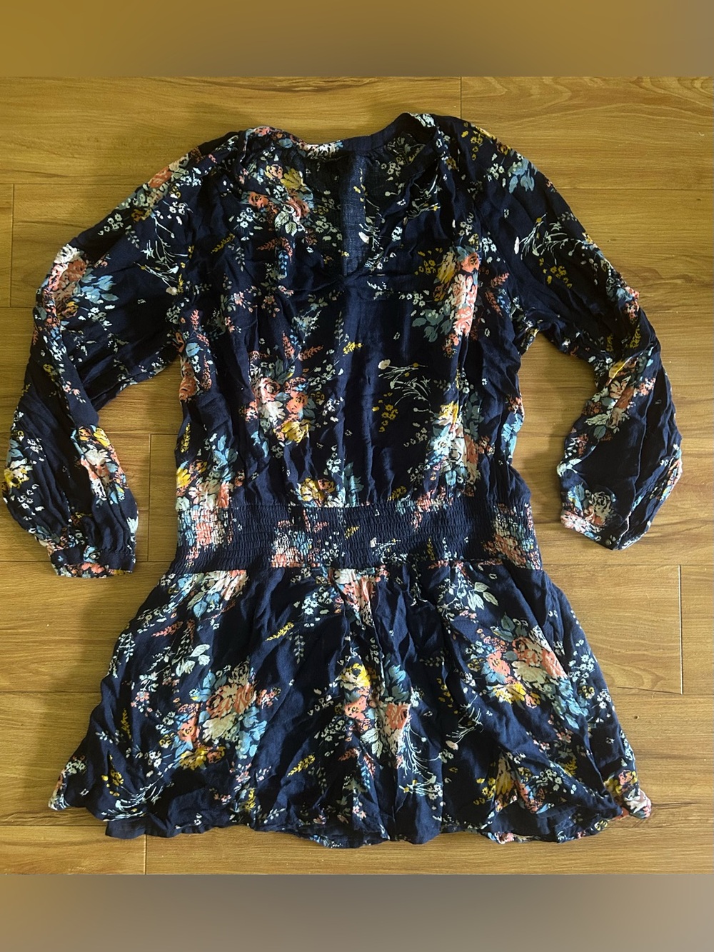 Lucky Brand Navy Floral Mini Dress XL